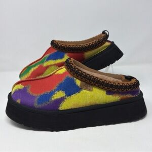 UGG Tazz Pridepop Platform Slippers Red Multi Camo 1144231 Womens 10